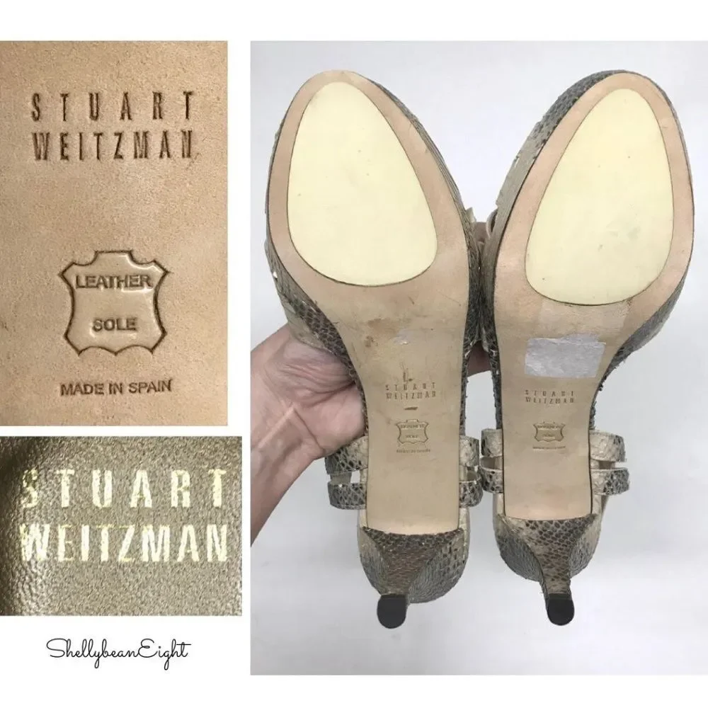STUART WEITZMAN Loop Thru SNAKE Sandals Heels 8.5